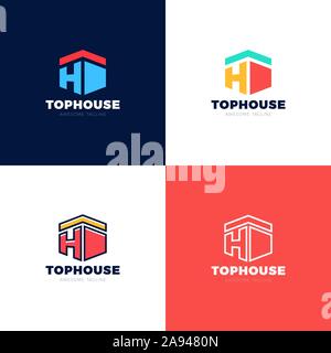 Abstrakte Pfeile Immobilien Haus Vektor logo Icon Design template Elemente. Stock Vektor