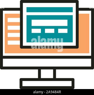 Computer Homepage Web Entwicklung symbol Vektor-illustration Zeile und füllen Stock Vektor