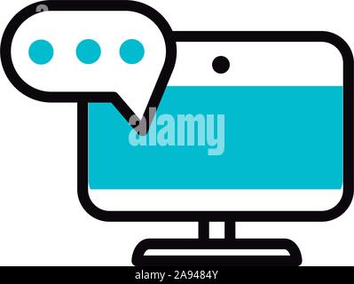 Computer Nachricht Blase social media Symbol Füll- und Vector Illustration Stock Vektor