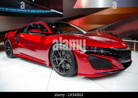 Foto eines Acura NSX super Auto auf der Detroit Auto Show isoliert. Stockfoto