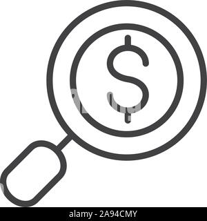 Lupe Finance Bank Geld Symbol dicke Linie Vektor illustration Stock Vektor