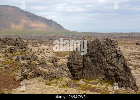 Die Berserker Lavafeld auf der Halbinsel Snaefellsnes Stockfoto