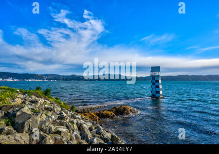 Leuchtturm in Port Nicholson; Wellington, Nordinsel, Neuseeland Stockfoto