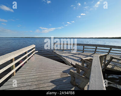 Der Everglades National Park, Florida - 3. Januar 2019: West Lake Promenade durch den Mangrovenwald hdavily durch den Hurrikan Irma 2017 beschädigt. Stockfoto