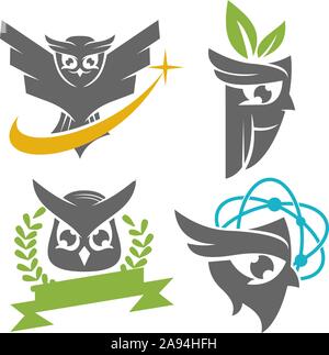 Eule Logo Design Vector Vorlage festlegen Stock Vektor
