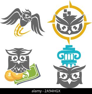 Eule Logo Design Vector Vorlage festlegen Stock Vektor