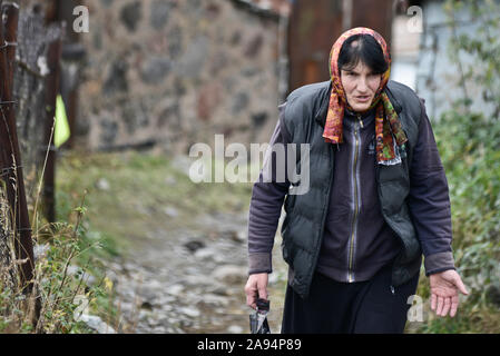 Georgische Bauer, Stepantsminda, Kazbegi Stockfoto