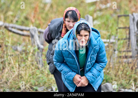 Georgische Bauern, Stepantsminda Stockfoto