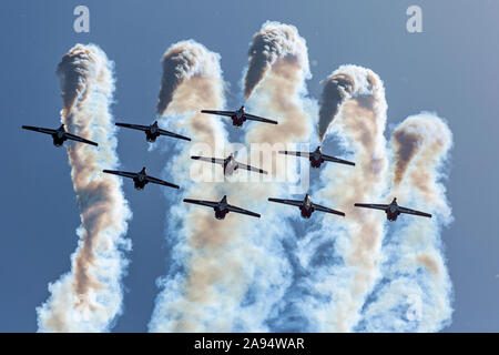 Die Kanadische Streitkräfte Snowbirds durchführen an den 2016 Geist der St. Louis Air Show & Stammzellen Expo. Stockfoto