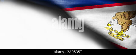 Eine Flagge Amerikanisch Samoa Flagge auf weißem Hintergrund - oben rechts - kostenlose Kopie Raum - Stoff Textur Stockfoto