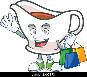 Cartoon gravy Boat in das Maskottchen shopping Stock Vektor