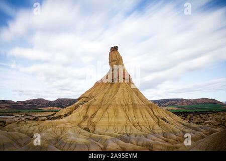 Castil de Tierra, bardena Blanca, Bardenas Reales Naturschutzgebiet und UNESCO-Biosphärenreservat, Halbwüste, Navarra, Spanien Stockfoto