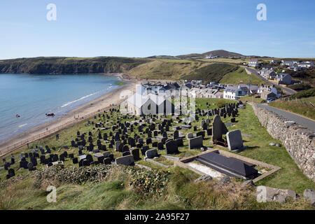 Aberdaron Llyn Halbinsel Gwynedd Wales gesehen aus dem Westen wunderschönen walisischen Küste Dorf Stockfoto