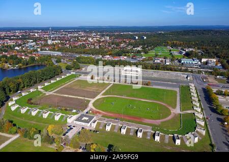 Zeppelin Feld, hinter Zeppelin Haupttribüne, Reichsparteitagsgelände der NSDAP, Nürnberg, Mittelfranken, Franken, Bayern, Deutschland Stockfoto