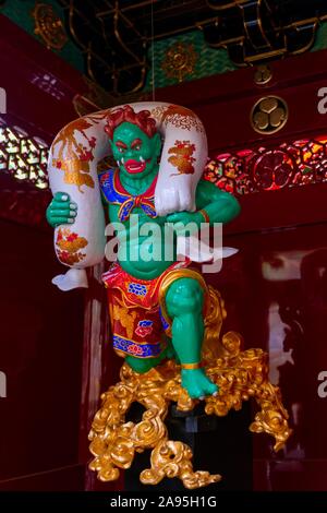 Fujin, Gott des Windes, Gott des Windes, Guardian Abbildung, Shintō-Gottheit, Nikkozan Rinnoji Tempel, buddhistische Tempel, Schreine und Tempel von Nikko, Nikko, Japan Stockfoto