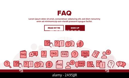 Häufig gestellte Fragen Häufig gestellte Fragen Landung Header Vektor Stock Vektor