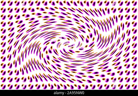 Muster für eine optische Täuschung, Braun und Lila Flüssigkeit Blasen in einem Strudel drehen Stockfoto