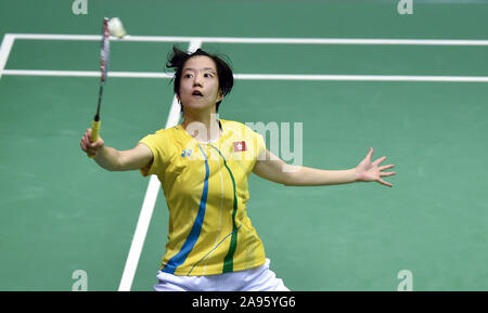 Hongkong, China. 13 Nov, 2019. Cheung Ngan Yi Hong Kong China konkurriert während der Frauen singles Runde 1 Spiel gegen Okuhara Nozomi von Japan bei der Bwf Hong Kong Open 2019 Badminton Turnier in Hongkong, China, Nov. 13, 2019. Quelle: Lo Ping Fai/Xinhua/Alamy leben Nachrichten Stockfoto