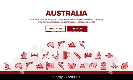 Australien Land Landung Header Vektor Stock Vektor