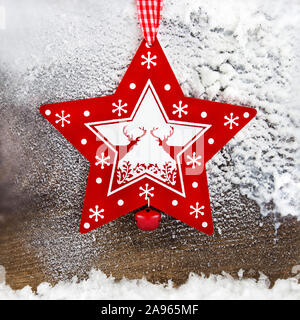 Weihnachtsdekoration aus Holz Hintergrund Stockfoto