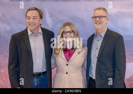 Jennifer Lee, Chris Buck und Peter Del Vecho Teilnahme am Fotoshooting von gefrorenen 2 in Rom. Stockfoto