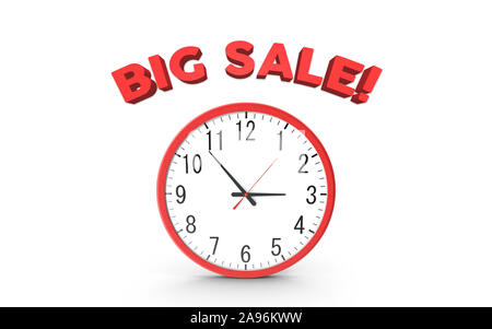Big Verkauf 3D-Nachricht vor einer roten Wecker. Bild mit hoher Auflösung für alle Ihre Bedürfnisse zuschneiden für Ihr Design. Stockfoto