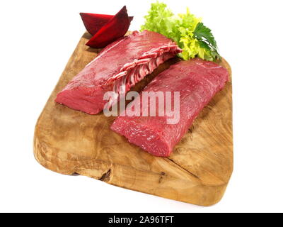 Damwild - Wildfleisch auf weißem Hintergrund Stockfoto