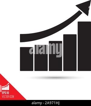 Nach oben Balkendiagramm und steigende Pfeilsymbols Symbol. Erfolg symbol Vektor Illustration. Stock Vektor