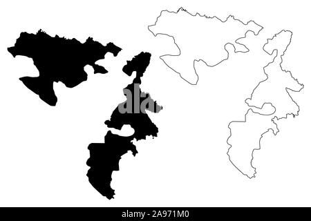 Der Republika Srpska (Bosnien und Herzegowina, BiH, Bosnien - Herzegowina) Karte Vektor-illustration, kritzeln Skizze Srpska Karte Stock Vektor
