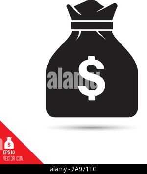 Geld beutel Glyph icon. Erfolg und Reichtum symbol Vektor Illustration. Stock Vektor