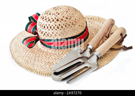 Garten Saison hat und Tools Stockfoto
