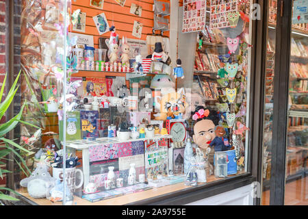 Princeton, New Jersey, 11. November 2019: schöne Fenster der japanischen Stil Geschenke Shop. Mall street Windows. Der Blick durch das Fenster der Bürgersteig Stockfoto