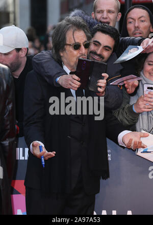 Die BFI 63 London Film Festival Closing Night Gala der "Ire" im Odeon Luxe, Leicester Square - Ankunft mit: Al Pacino, Wo: London, Vereinigtes Königreich, wenn: 13 Okt 2019 Credit: Mario Mitsis/WENN.com Stockfoto