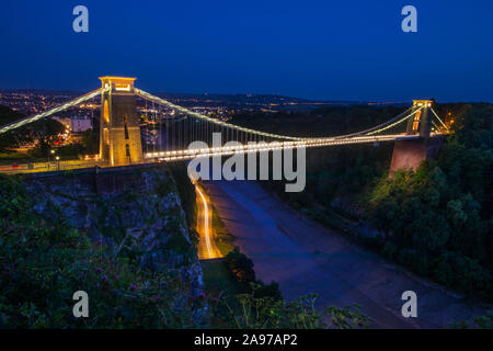 Ein Blick auf den herrlichen Clifton Suspension Bridge in Bristol, England. Stockfoto