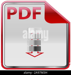 Schaltfläche PDF auf weißem Hintergrund Stockfoto