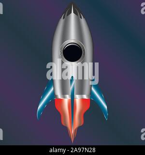 Weltraumrakete Vector Illustration in flacher Ausführung. Für die Marke logo, Hintergrund, wallpers, Auswirkungen für die in der Trend- und etc. unterschiedliche Art der Grafik Stock Vektor