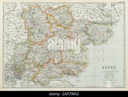 ESSEX. Übersicht parlamentarische Divisionen, Bezirken und Parks. Speck 1920 alte Karte Stockfoto