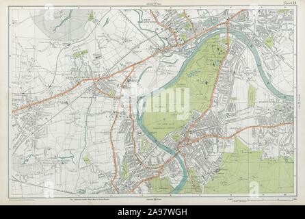 RICHMOND/London Kew Isleworth Brentford Spring Grove Mortlake. Speck 1920 Karte Stockfoto