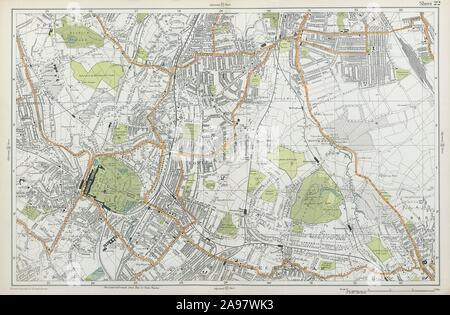 LONDON Sydenham Penge Beckenham Catford Norwood Dulwich Lewisham SPECK 1920 Karte Stockfoto