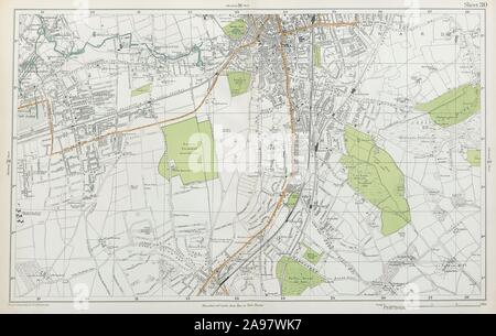 SOUTH CROYDON Carshalton Wallington Waddon Beddington Purley. Speck 1920 Karte Stockfoto