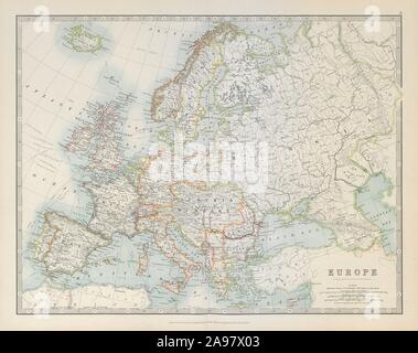 EUROPA kurz vor dem Ersten Weltkrieg. JOHNSTON 1911 alte antike Landkarte Stockfotografie - Alamy