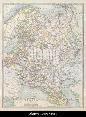 Europäischen Russland. 1812 Napoleonischen schlachtfeldern sind gekennzeichnet. JOHNSTON 1915 Karte Stockfoto