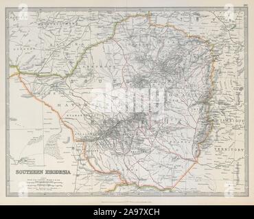 Süd Rhodesien (heute Simbabwe). Salisbury/Harare. Eisenbahn. JOHNSTON 1915 Karte Stockfoto