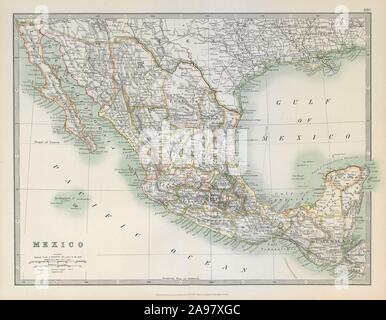 Mexiko angezeigt. Guatemala & Britisch Honduras. JOHNSTON 1915 alte Karte Stockfoto