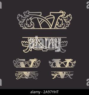 Alphabet Split Monogramme, Split Schreiben Monogramm, Alphabet Frame Font. Lasergeschnittene Schablone. Erste Monogramm Buchstaben. Stock Vektor