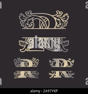 Alphabet Split Monogramme, Split Schreiben Monogramm, Alphabet Frame Font. Lasergeschnittene Schablone. Erste Monogramm Buchstaben. Stock Vektor