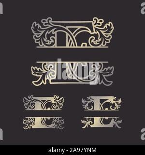 Alphabet Split Monogramme, Split Schreiben Monogramm, Alphabet Frame Font. Lasergeschnittene Schablone. Erste Monogramm Buchstaben. Stock Vektor