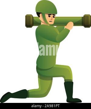 Soldat mit bazooka Symbol. Cartoon von Soldat mit Panzerfaust vektor Symbol für Web Design auf weißem Hintergrund Stock Vektor