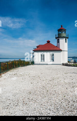 Alki Point Lighthouse und die Anlage in West Seattle, Washington. Stockfoto