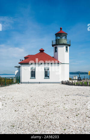 Alki Point Lighthouse und die Anlage in West Seattle, Washington. Stockfoto